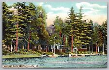 Sunset Lake Williamsville VT Vermont Boats Homes Antique Postcard UNP Unused DB picture
