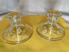 Vintage 1980'S Avon 24% Lead Crystal Etched Hummingbird Candle Holders (2) picture