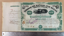 1879 100 shares stock Missouri Kansas Texas RY Co to J Edward Mastin & Co (#65) picture