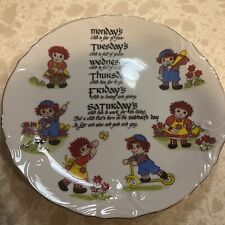 Vintage RAGGEDY ANN & ANDY Scalloped WALL PLATE Sabbath Day A PRICE IMPORT JAPAN picture
