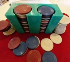84 Vintage Boston Terrier Poker Chips With Holder  picture