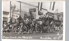 STAGE COACH IN PARADE 1951 pendleton or real photo postcard rppc oregon cowboys picture