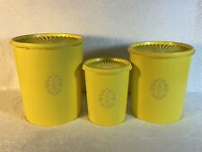 Vintage Tupperware Servalier Nesting Canisters 3 Bright Yellow Wheat 811 807 805 picture