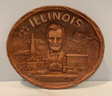 VTG Illinois Lincoln Resin Decorative Plate Signed Lugene's Inc Branson, MO MINT picture