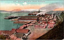 Everett, WA View of the Waterfront and Town 1900s Antique Postcard w90 picture
