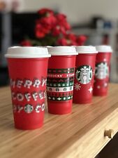 Starbucks Limited Edition Red Resuable Christmas Cup 2019 2020 2022 2023 4pc Set picture