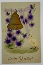 Easter Greetings-Antique Embossed & Flocked German Postcard-Early 1900s picture