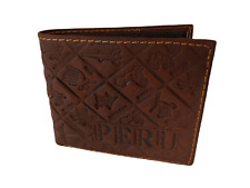 Handmade embossed leather wallet from Peru | Nazca Lines theme | Brown picture