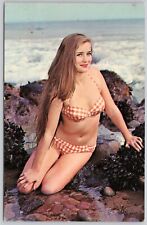 Woman in Bikini Swimsuit Pinup Vintage Postcard picture