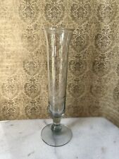 Vintage Simple-but-Classy Clear Etched or Cut Glass Stemmed Flower Bud Vase 7.5” picture