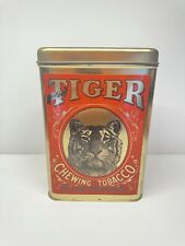 Large Vintage Bright Tiger 5 Cent Fine Cut Chewing Tobacco Tin picture