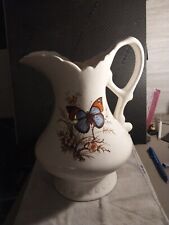 Vintage Treasure Craft Ceramic Water Pitcher orange Butterfly pink flower picture