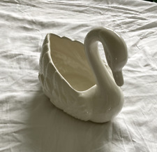Vintage White Ceramic Swan Shaped Planter Made in USA #802 Dish Trinket Bowl picture