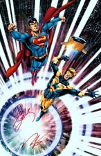 Dan Jurgens & Norm Rapmund SIGNED Superman & Booster Gold DC Comic Art Print picture
