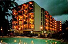 Hilo, HI Hawaii  TRAVELODGE AT HILO  Hotel & Pool Night View  ROADSIDE  Postcard picture