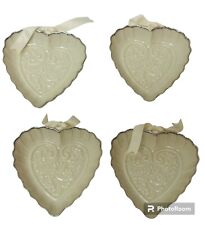 Lenox Wedding Promises Gold Banded Ivory China Heart Favors Set/4 picture