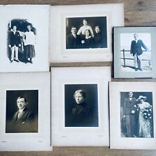 Rare 6 Antique Enlarged Family Photographs Black White Metallic Shiny PROP Photo picture