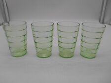 Cute Set of 4 Green Block Optic 5 oz. Flat Juice Tumblers by Anchor Hocking picture