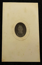 ANTIQUE TINTYPE PHOTO LADY LACE COLLAR CIVIL WAR 2 CENT TAX CANCELLED 1865 GOOD picture