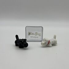 [Rare] Vintage Kiss Dog Miniature Magnet Black White Dogs Japanese Retro Showa picture