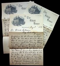 The Ebbitt House Washington D.C. 1889 Lot Of 3 Letterhead Stationary  picture