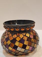 Vintage PartyLite Global Fusion Stained Glass Mosaic Votive Tea Light Holder picture