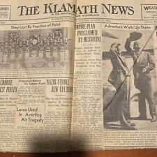The Klamath News Oregon Newspaper August 18 1935 Nazis Strike Jew Culture B1S1 picture