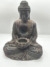 Vintage 2005 Sitting/Meditating Budda Bronze Color Resin Statue/Tealight Holder picture