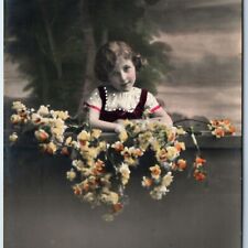 c1900s Cute Young Lady RPPC Little Girl Hand Colored PFB Real Photo Germany A136 picture