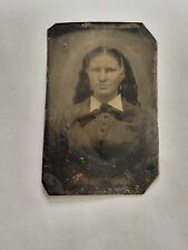 Antique Tintype Photo Pretty Young Victorian Lady Girl  High Fashion 3.5x2.5 X14 picture