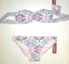 Womens Juniors Designer Arizona Bikini M S Swim Bandeau Pink Aztec Cut Out Xbac  picture