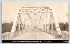 Pittsfield Illinois River Bridge~Hwy 36~Vertical Lift Parker thru Truss~'29 RPPC picture