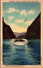 Boulder Dam Canyon NV Lake Mead Cruiser Under Power 1938 Teich Linen Postcard  picture