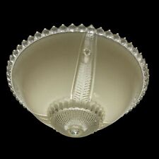 VINTAGE CEILING LIGHT LAMP SHADE GLOBE Art Deco 3 Hole Cream Candlewick Edge #71 picture