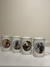 NORMAN ROCKWELL YOUNG LOVE Series 1982, Japan Vintage PORCELAIN MUG / CUP Set 4 picture