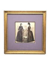 Antique 1889 NEW YORK FASHION BAZAR Hand-Colored Engraving Framed Victorian COA picture