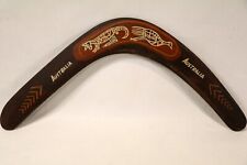 Australian Brown Wood Wooden Painted Boomerang w/ Kangaroo & Bird design picture