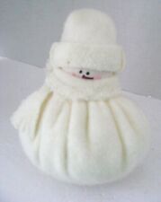 Vintage Small White Soft Plush Snowman w/Scarf & Cap  8