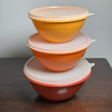 Set Of 3 Vtg TUPPERWARE Bowls W/ Lids 234 235 236 WONDERLIER Harvest Colors picture