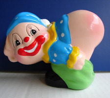 Vintage Plastic Colorful Bent Over Clown Novelty Bank Coin in rear Adult Novelty picture