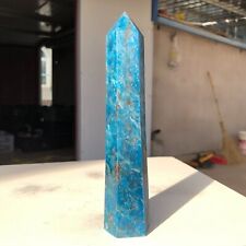386g Natural Blue Apatite Quartz Crystal Obelisk Wand Point Healing P644 picture