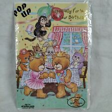 PARTY ANIMALS Rare Vtg 90's GOOD HOUSE POP-UP BIRTHDAY CARD w Envelope - NOS picture