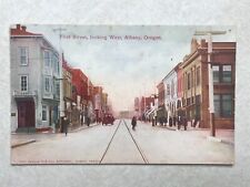 C2795 Postcard Main St Albany OR Oregon street scene view Fifth Street picture