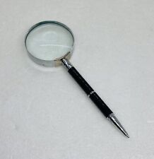 Vintage 1980s Magnifier Pen Black Enamel Handle 6” Desktop Art Decor O picture