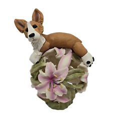 Sculpted Corgi on Top of a Ball of Pink Lilies Figurine, 2006 picture