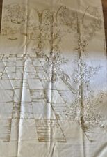 Vintage 60s Fabric Panel Handprinted Naples Gold Cream HUGE picture