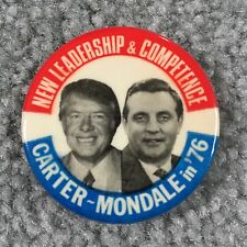 Vintage Carter Mondale in '76 New Leadership & Competence Political Campaign Pin picture