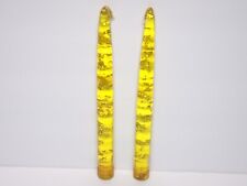 VTG.  1960's  Sunbell Corp.  Yellow Lucite Candles w/Gold Flecks   Set Of 2  8