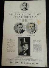 1946 Programme  - REOPENING TOUR OF GB - April To October 1946 picture