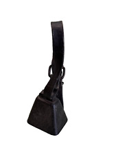 Old Steel Primitve Farm Cow Bell on Leather Strap picture